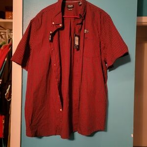 Chaps Men's Red and Black Plaid Shirt